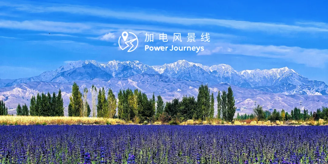 蔚来加电风景线雪山花田横版风景图